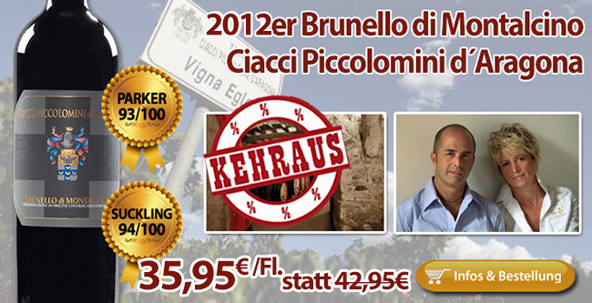KEHRAUS: 2012er Brunello Ciacci Piccolomini nur 35,95€/Fl. statt 42,95€