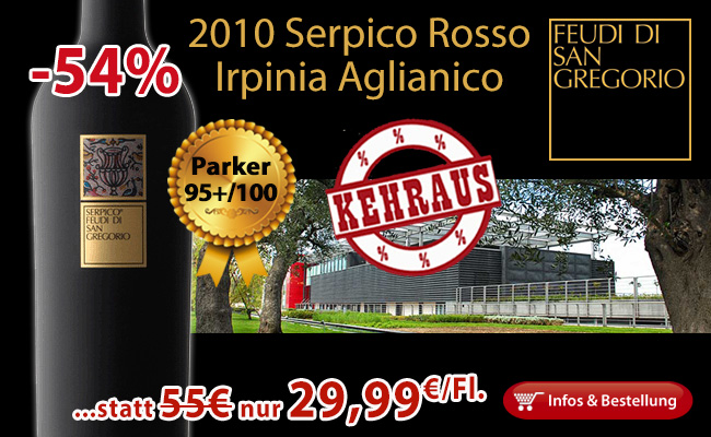 Kehrausangebot mit 54% Rabatt: 2010er Serpico 95+/100 Robert Parker