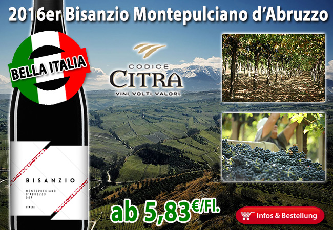 Bella Italia: Klasse Montepulciano d'Abruzzo ab 5,83€/Fl.