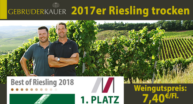 1. Platz Best of Riesling trocken 2018 – Grosses Kino für 7,40€/Fl.