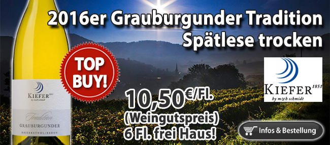 Wenn Grauburgunder, dann bitte so! 2016er Grauburgunder Tradition Spätlese trocken - Kiefer