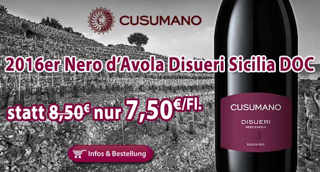 Neues vom Löwen von Sizilien: 2016er Nero d’Avola Disueri nur 7,50€/Fl. statt 8,50€